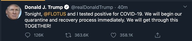 Bài đăng của ông Trump nhận hàng trăm nghìn lượt tương tác.