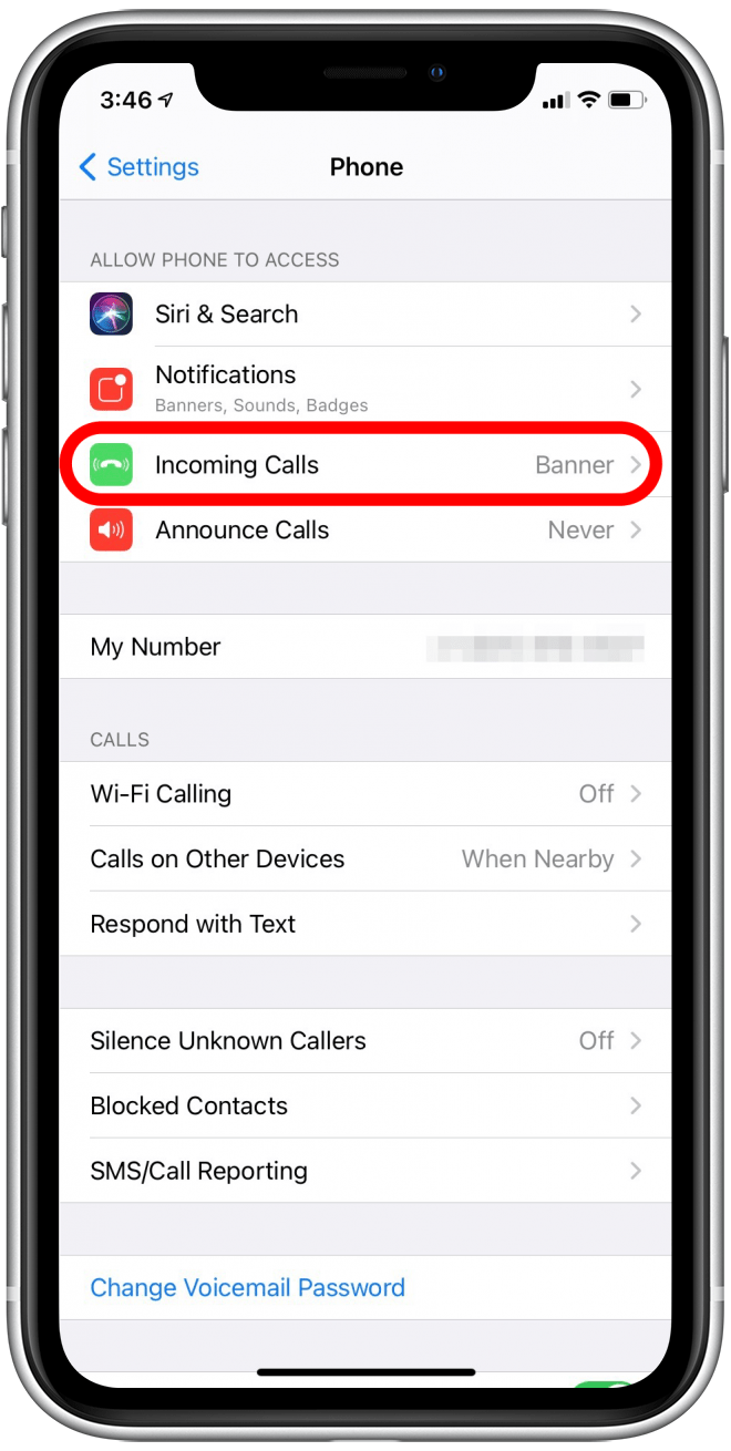 Vào Incoming Calls. Vào Incoming Calls.
