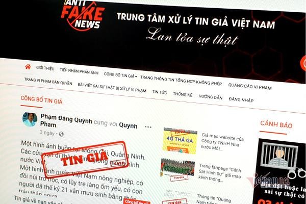Giao diện trang web của Trung tâm xử lý tin giả Việt Nam. Ảnh: Trọng Đạt Giao diện trang web của Trung tâm xử lý tin giả Việt Nam. Ảnh: Trọng Đạt