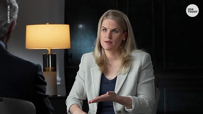 Frances Haugen xuất hiện trên chương trình truyền hình 60 Minutes. Ảnh: CBS. Frances Haugen xuất hiện trên chương trình truyền hình 60 Minutes. Ảnh: CBS.