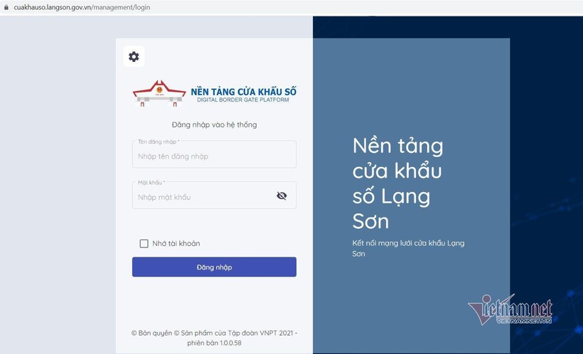 Giao diện nền tảng cửa khẩu số tỉnh Lạng Sơn. Giao diện nền tảng cửa khẩu số tỉnh Lạng Sơn.