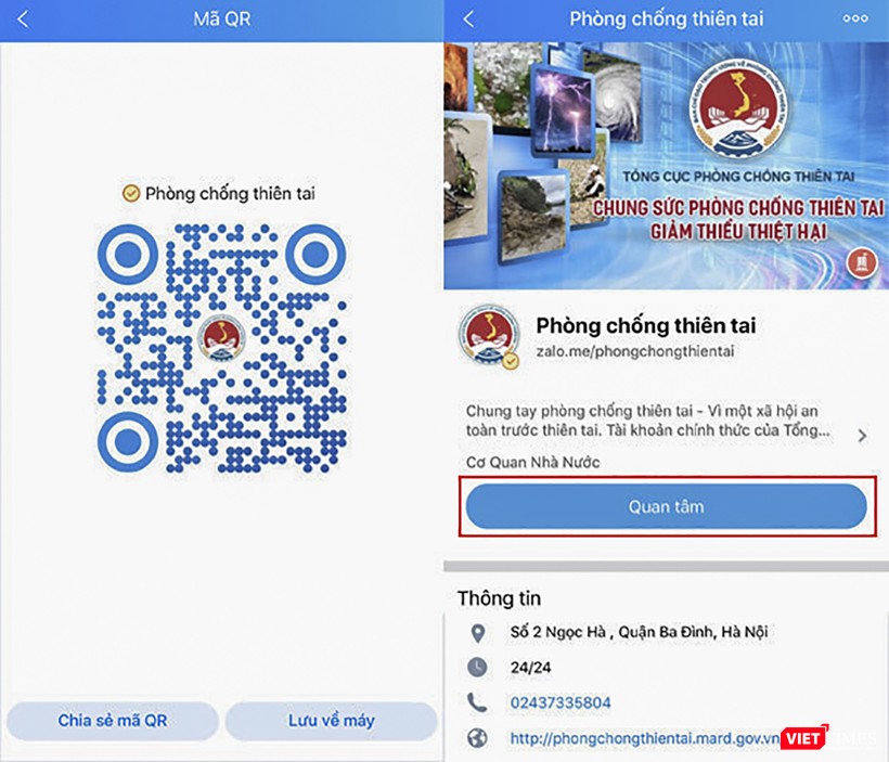 Hướng dẫn cách truy cập trang Zalo “Phòng chống thiên tai”