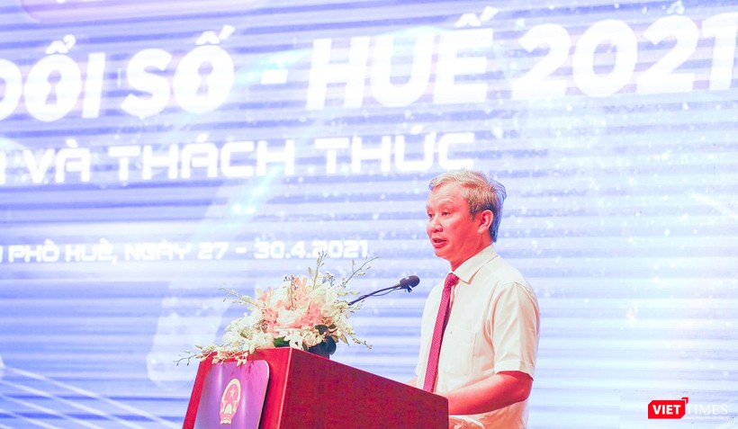 Ông Lê Trường Lưu - Bí thư Tỉnh ủy Thừa Thiên Huế phát biểu khai mạc Tuần lễ Chuyển đổi số Huế - 2021