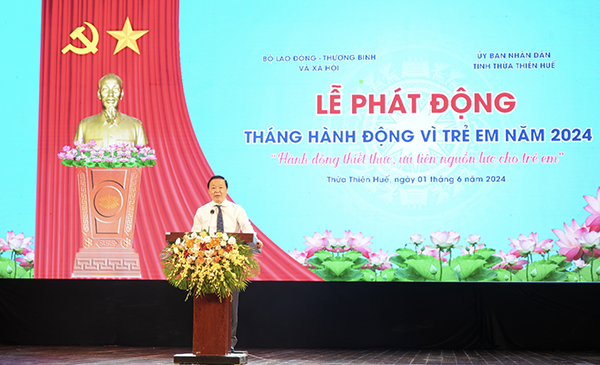 Phó Thủ tướng Trần Hồng Hà phát biểu tại Lễ phát động Tháng hành động vì trẻ em năm 2024 thang vi tre em 8.png