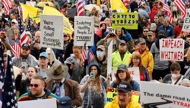 Biểu tình ở Michigan. Ảnh: Getty.