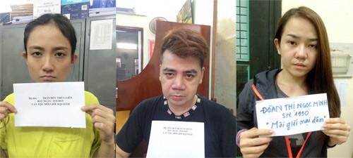 Ba nghi can môi giới mại dâm bị bắt. Ảnh: Công an nhân dân