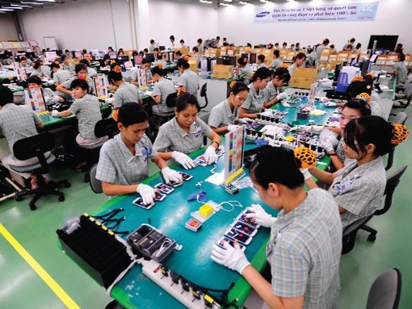 Dây chuyền lắp ráp điện thoại Samsung Ảnh minh họa