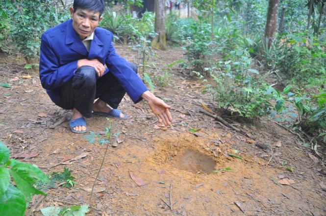 Vị trí nơi “quả cầu lạ” rơi ở Trấn Yên, Yên Bái - Ảnh: TRẦN QUANG