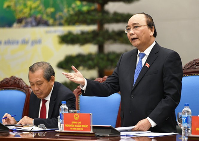 Tân Thủ tướng Nguyễn Xuân Phúc tại phiên họp đầu tiên của Chính phủ mới