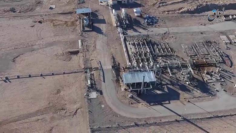 Khu mỏ khí gas Al-Mahr nhìn từ trên cao, đang bị IS chiếm giữ