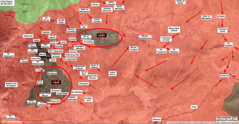 Tên lửa, không quân Syria bắn phá dữ dội IS tại Hama (video) ảnh 1 Tên lửa, không quân Syria bắn phá dữ dội IS tại Hama (video) ảnh 1