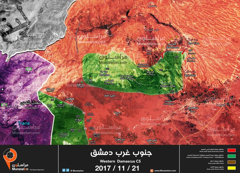 Quân đội Syria giáng đòn phiến quân trên cao nguyên Golan, bất chấp Israel ảnh 1 Các mũi tiến công của quân đội Syria trên cao nguyên Golan