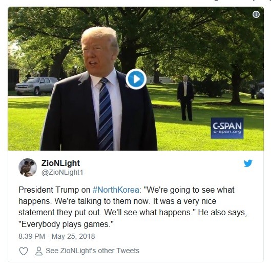 Tổng thống Mỹ Donald Trump phát biểu trước truyền thông về khả năng nối lại vòng đàm phán. Ảnh Twittes