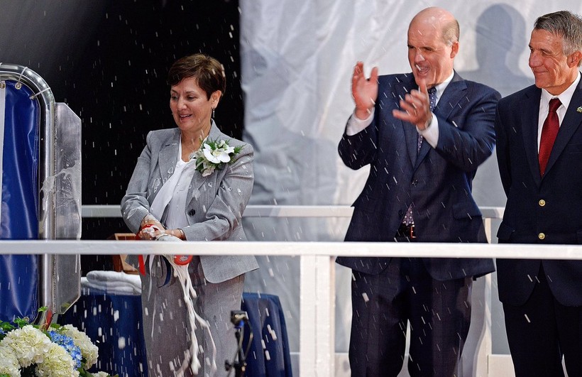 Lễ hạ thủy tàu ngầm nguyên tử Delaware (SSN791). Ảnh: Hải quân Mỹ. Lễ hạ thủy tàu ngầm nguyên tử Delaware (SSN791). Ảnh: Hải quân Mỹ.