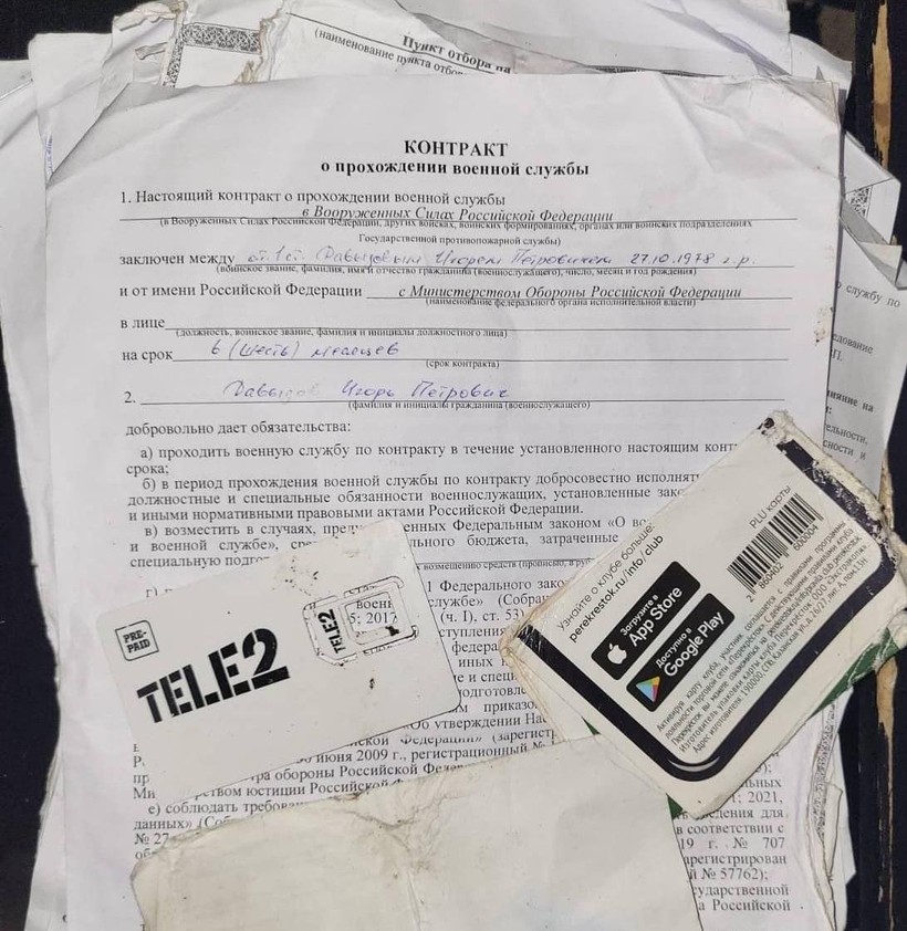 Hợp đồng của những quân nhân Nga bị vô hiệu hóa ở khu vực Donetsk, tháng 8/2022. Ảnh: Lực lượng tấn công đường không Ukraine