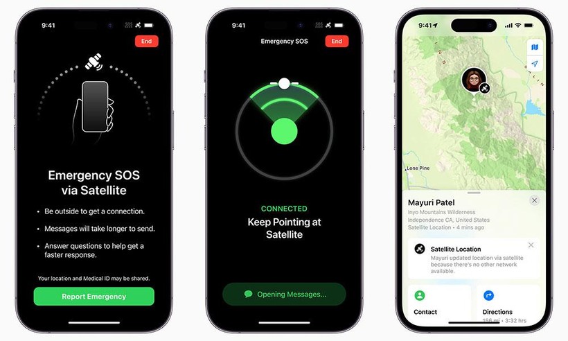 Dòng iPhone 14 có tính năng SOS khẩn cấp qua vệ tinh. Ảnh Apple