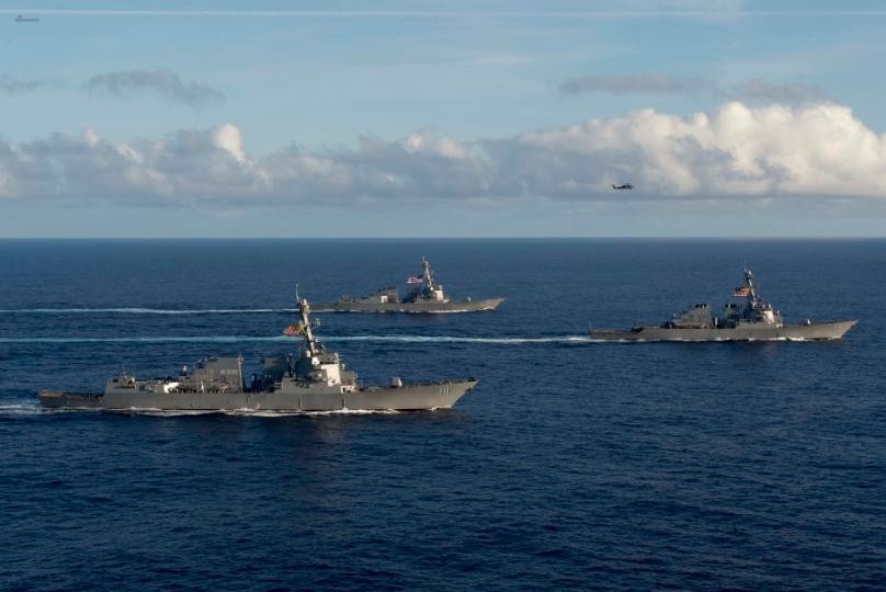 Biên đội tàu sân bay Mỹ trên Biển Đông ngày 5 tháng 7 năm 2016. Ảnh: Sina