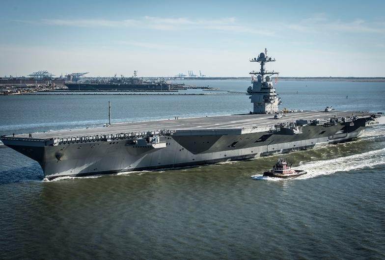 Tàu sân bay động cơ hạt nhân thế hệ mới USS Gerald Ford Mỹ. Ảnh: The Financial Express.