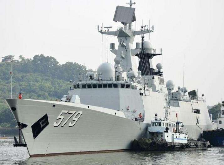 Tàu hộ vệ tên lửa Hàm Đan Type 054A, Hạm đội Bắc Hải, hải quân Trung Quốc. Ảnh: Huanqiu.