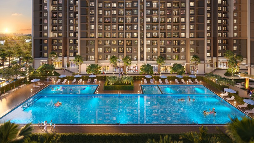 Bể bơi chuẩn phong cách resort được thiết kế ngay dưới chân tòa nhà anh 2 (11).jpg
