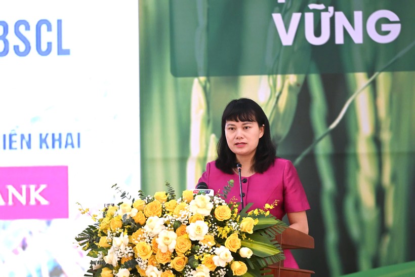 Phó Tổng Giám đốc Agribank Phùng Thị Bình hướng dẫn việc triển khai cấp vốn tín dụng ưu đãi đến các đối tượng tham gia Đề án Ảnh 5.jpg