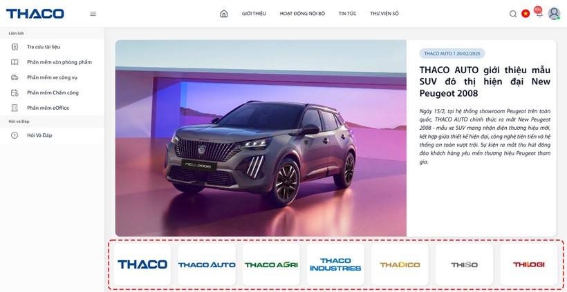 CBNV có thể theo dõi tin tức theo lĩnh vực với tính năng chọn logo của từng TĐTV