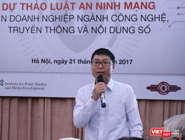 Thạc sỹ Nguyễn Quang Đồng báo cáo kết quả nghiên cứu Viện Chính sách và Phát triển truyền thông tại hội thảo 