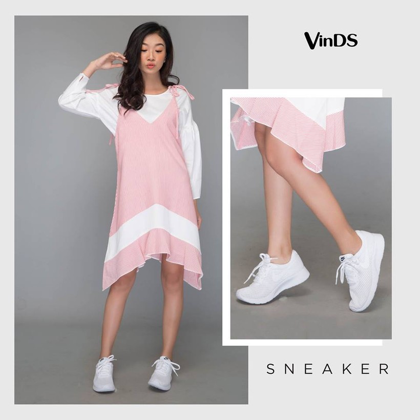 Đầm liền mix cùng sneaker trơn Nike đồng tông đang giảm giá chỉ 1,403,500VNĐ tại VinDS (giá gốc: 1,790,000VNDD)