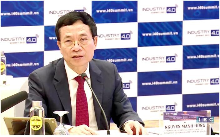 Bộ trưởng Nguyễn Mạnh Hùng phát biểu tại Diễn đàn. Ảnh Mic
