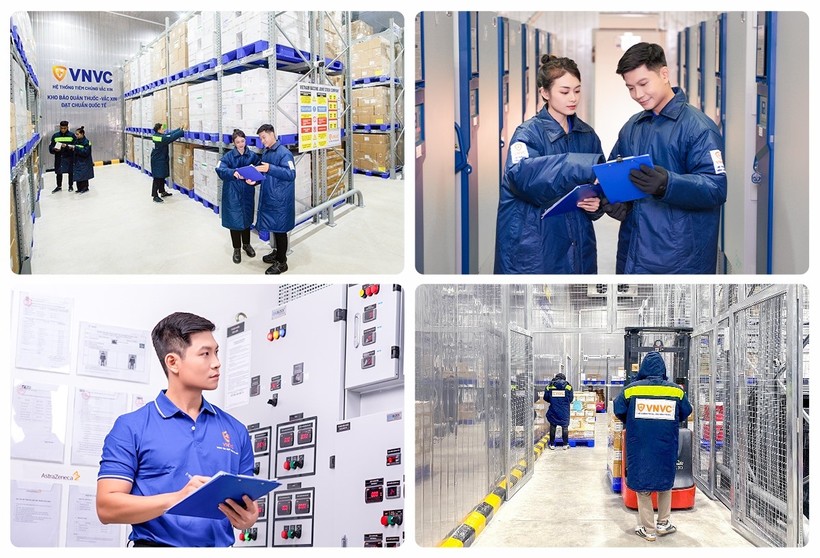 VNVC đầu tư lớn cho hệ thống dây chuyền lạnh, kho lạnh bảo quản vắc xin đến từng phòng tiêm để phục vụ khách hàng những liều vắc xin chính hãng, chất lượng, an toàn. Ảnh: Hoàng Chi kho-lạnh-vnvc-2.jpg
