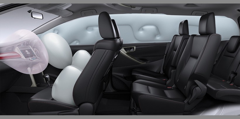 Toàn bộ các phiên bản của Toyota Innova sẽ được nâng từ 3 lên 7 túi khí tiêu chuẩn. Toàn bộ các phiên bản của Toyota Innova sẽ được nâng từ 3 lên 7 túi khí tiêu chuẩn.