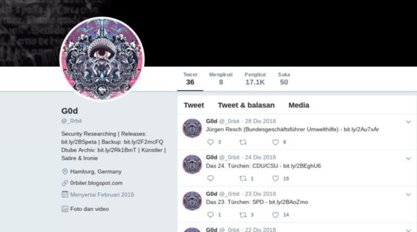 Tài khoản 0rbit trên Twitter là nơi sinh viên Đức tiết lộ thông tin cá nhân của những người nổi tiếng