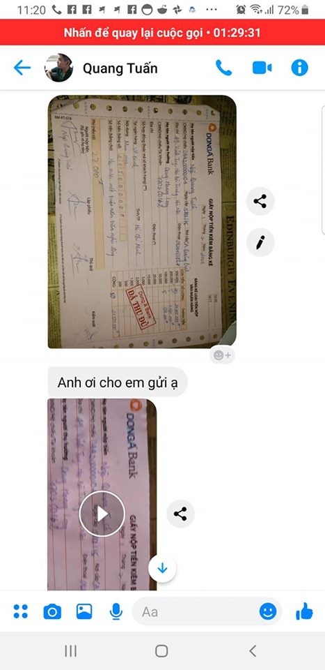 Biên lai giả mà người mua gửi cho anh Long