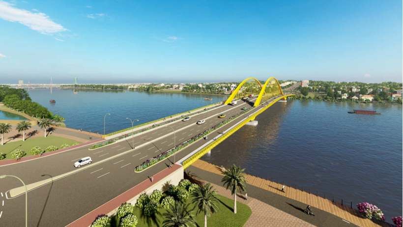 Phương án thiết kế kiến trúc cầu Nguyễn Hoàng vượt sông Hương, mã số I156 được Hội đồng thi tuyển chấm điểm cao nhất