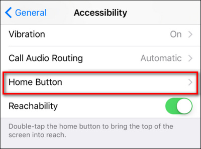 Thao tác vào phần Home Button