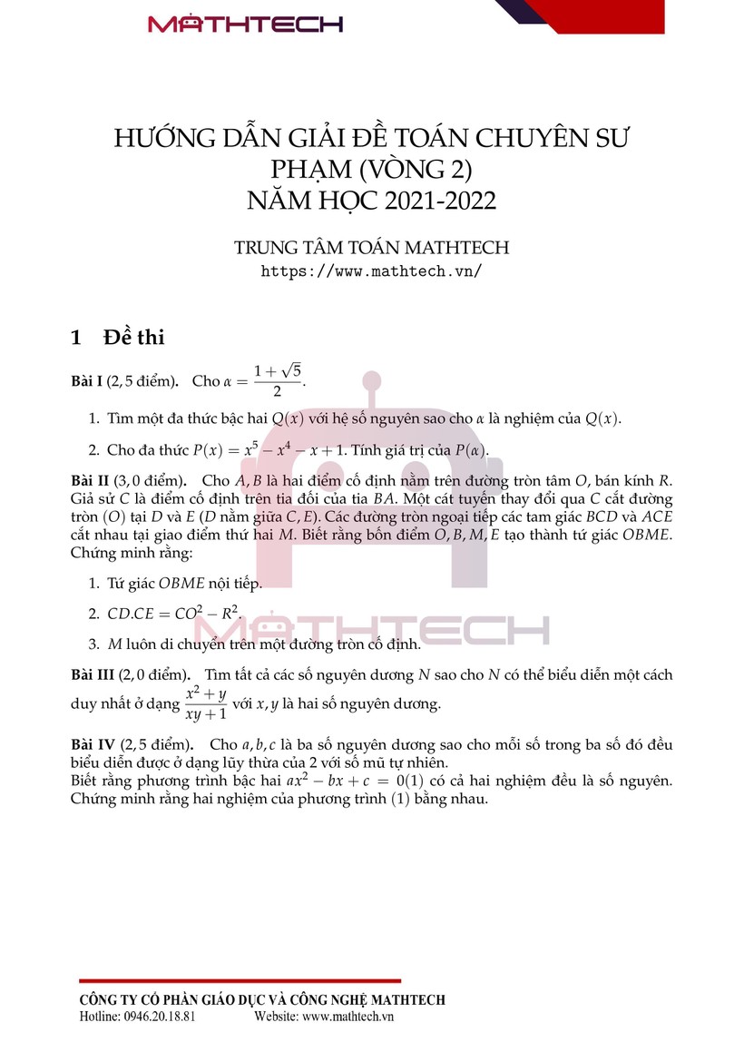 Đáp án đề thi Toán chuyên vào lớp 10 Trường Chuyên ĐH Sư phạm Hà Nội năm 2021 ảnh 2 Đáp án đề thi Toán chuyên vào lớp 10 Trường Chuyên ĐH Sư phạm Hà Nội năm 2021 ảnh 2