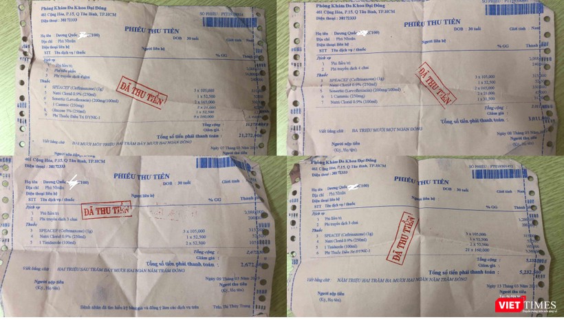 Tổng cộng các hóa đơn mà bệnh nhân Dương Quốc A phải đóng đã lên tới 37.935.000 đồng