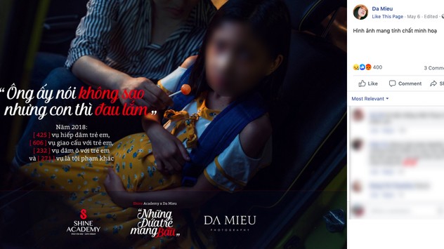 Ngoài những thông điệp nhấn mạnh nổi bật về vấn nạn xâm hại tình dục trẻ em, trên các bức ảnh đều dày đặc quảng bá cho ekip thực hiện Ngoài những thông điệp nhấn mạnh nổi bật về vấn nạn xâm hại tình dục trẻ em, trên các bức ảnh đều dày đặc quảng bá cho ekip thực hiện