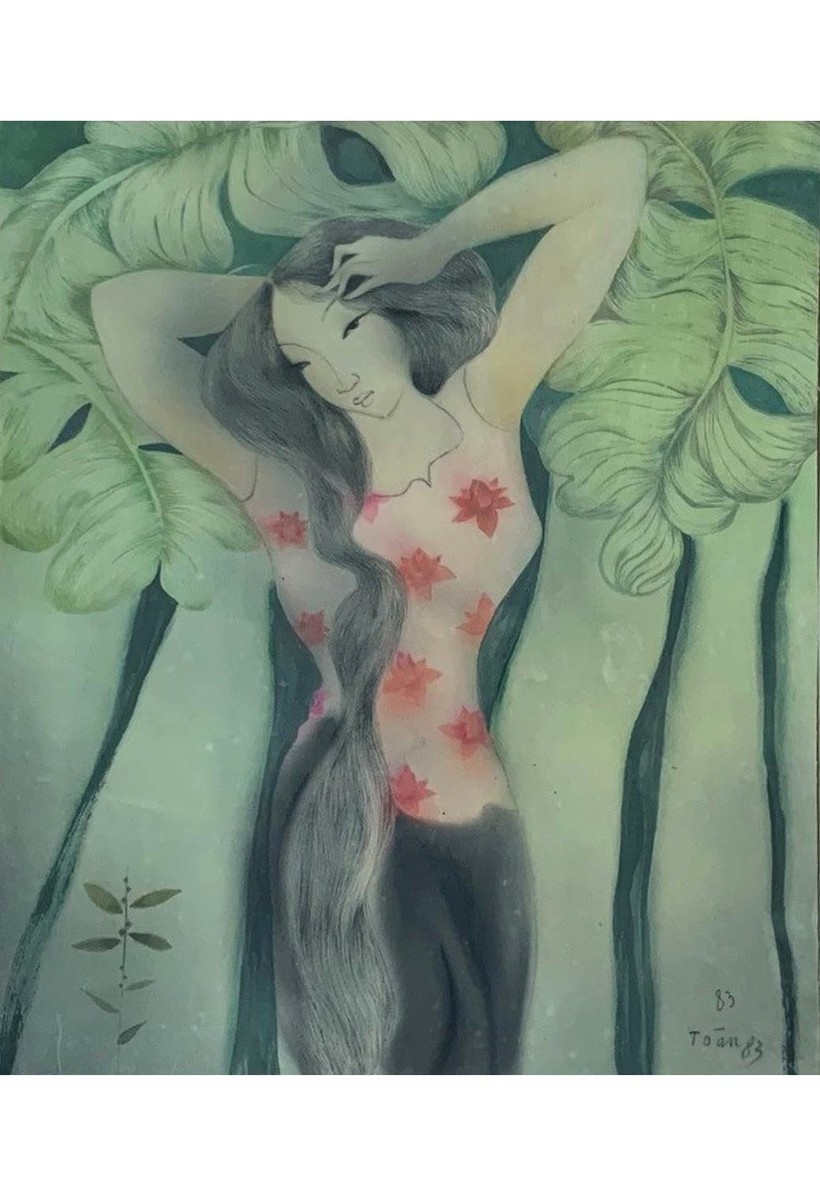 Chải tóc. 1983. Lụa. 46 x 39 cm Chải tóc. 1983. Lụa. 46 x 39 cm