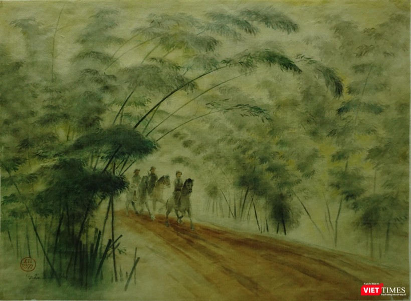 "Bác đi công tác" (Tranh Trần Đình Thọ, sáng tác năm 1972)