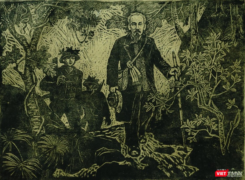 "Bác Hồ đi công tác" (Tranh Nguyễn Nghĩa Duyện, sáng tác năm 1987)