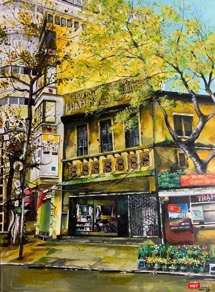 Một góc phố Hà Nội trong tranh Trần Nam Long 