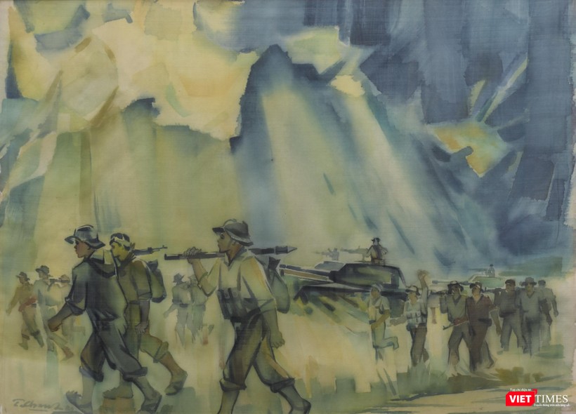 “Trên chặng đường chiến dịch” được họa sĩ Nguyễn Thanh Châu