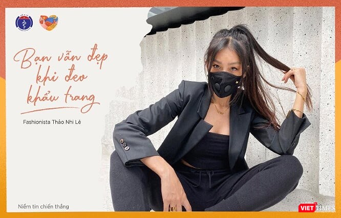 Fahionista Thảo Nhi Lê và nhiều người nổi tiếng cùng tham gia chiến dịch kêu gọi cộng đồng đeo khẩu trang (Ảnh: Bộ Y tế) 