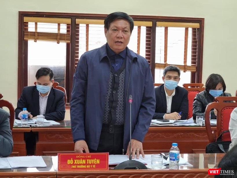 Thứ trưởng Bộ Y tế Đỗ Xuân Tuyên tại buổi làm việc với Bắc Giang (Ảnh: BYT)