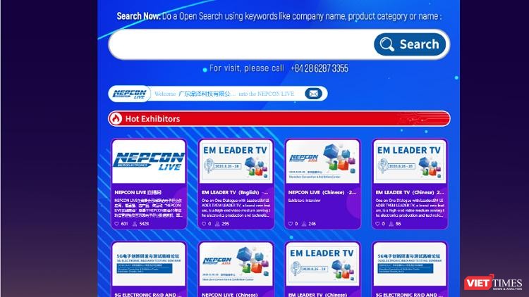 Ảnh chụp màn hình giao diện triển lãm trực tuyến NEPCON LIVE (Ảnh: Hoà Bình)