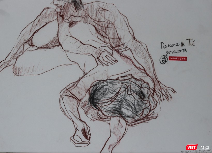 No.021 38.5x53cm.chì than màu, Nguyễn Dương Đính sáng tác năm 2018