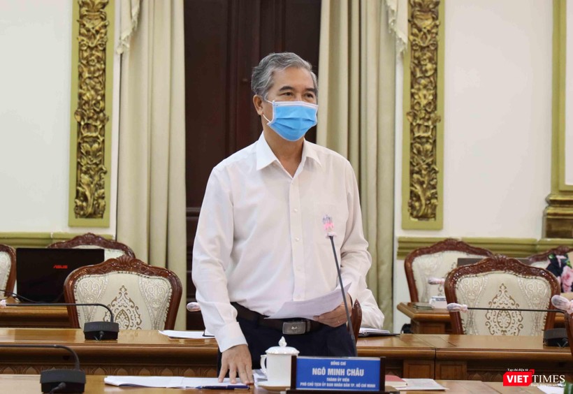 Phó Chủ tịch UBND TP.HCM Ngô Minh Châu tại cuộc họp Ban Chỉ đạo phòng, chống dịch