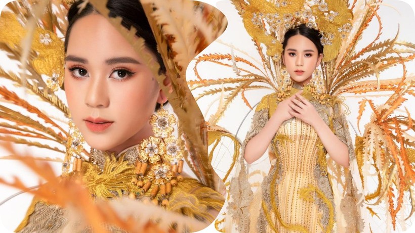 Đại diện Việt Nam dự thi Miss Eco Teen International - Miss Eco Teen Việt Nam Bella Vũ Huyền Diệu trong trang phục "Rồng Phượng"