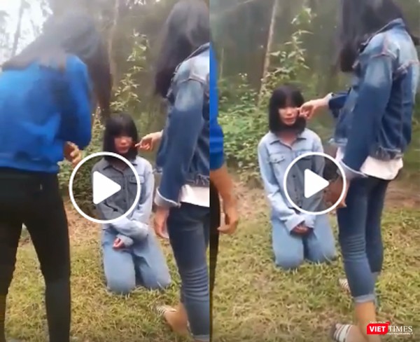 Video cho thấy nữ sinh Nghệ An bị các bạn dọa nạt